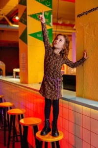 Quapi jurk Aafje aop brown forest animal